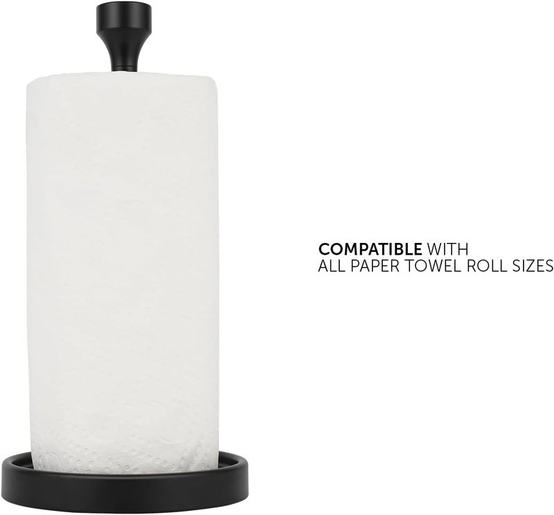 Ivilon Countertop Paper Towel Holder - Modern Bell End Minimalist Design - Fits All Paper Towel Roll Sizes - Color Black - Image 2